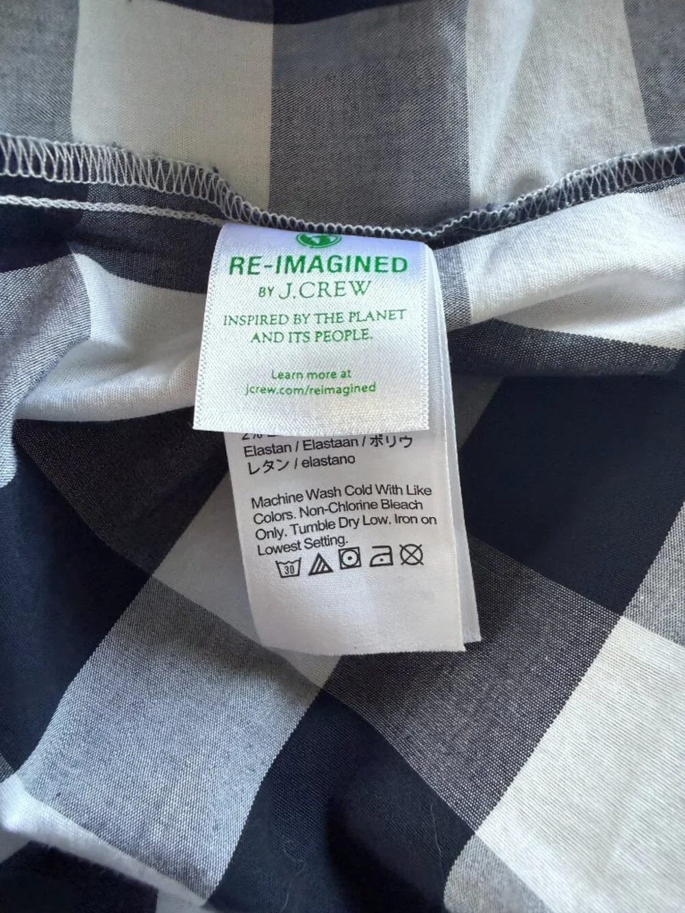 J. Crew blue and white buffalo check long sleeve collared button down dress 4